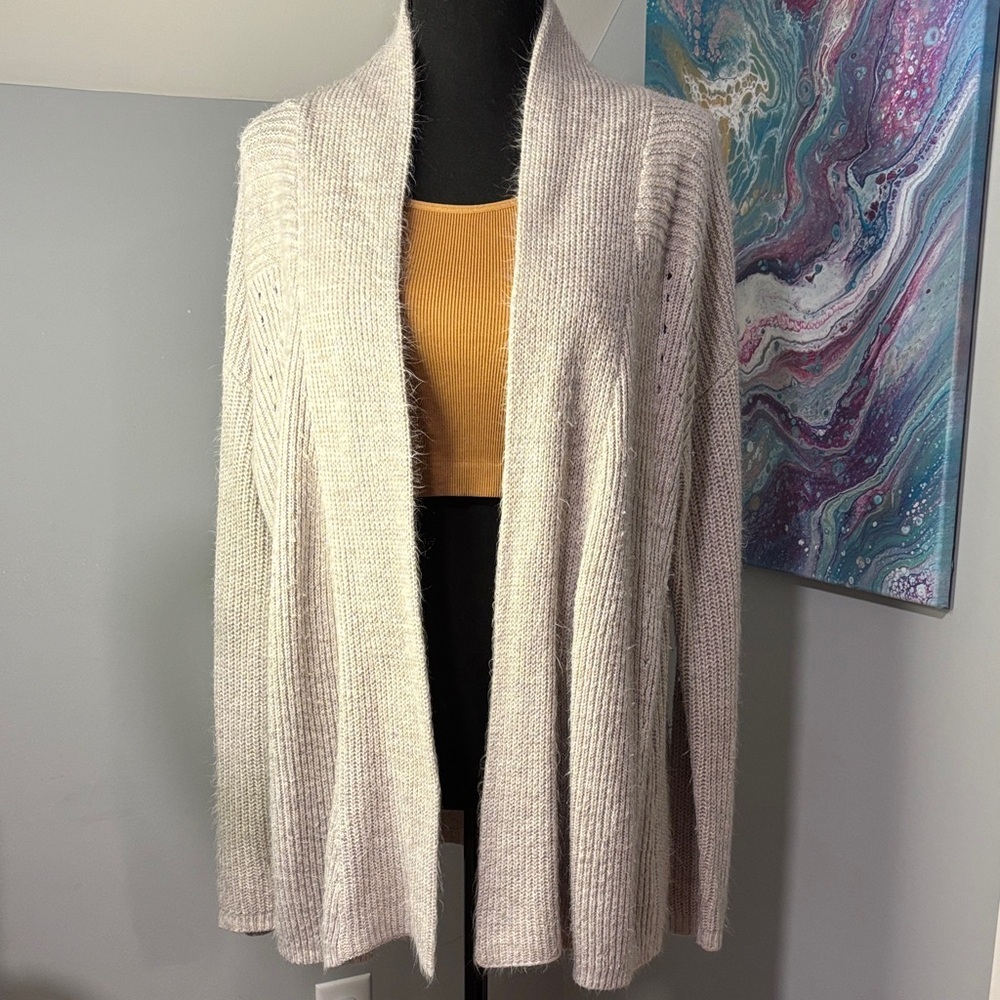Banana‎ Republic Womens Beige Ribbed Knit Open Front Cardigan Sweater Small